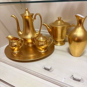 Gold Metallic Tea Set with Tray